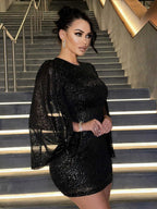Backless Slit Sequins Mini&Short Dresses