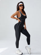 Color-blocked Beautiful Back Exercise And Fitness Yoga Jumpsuits