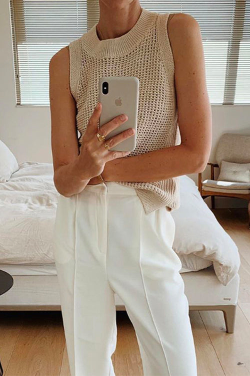 Crewneck Hollow Out Sleeveless Top