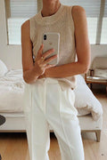 Crewneck Hollow Out Sleeveless Top