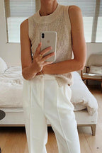 Crewneck Hollow Out Sleeveless Top