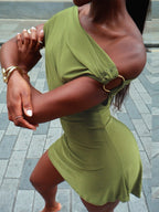 Off-shoulder Waist Shaping Mini&Short Dresses