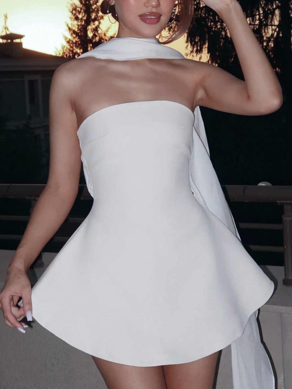 Ribbon Strapless Waist Shaping Mini&Short Dresses