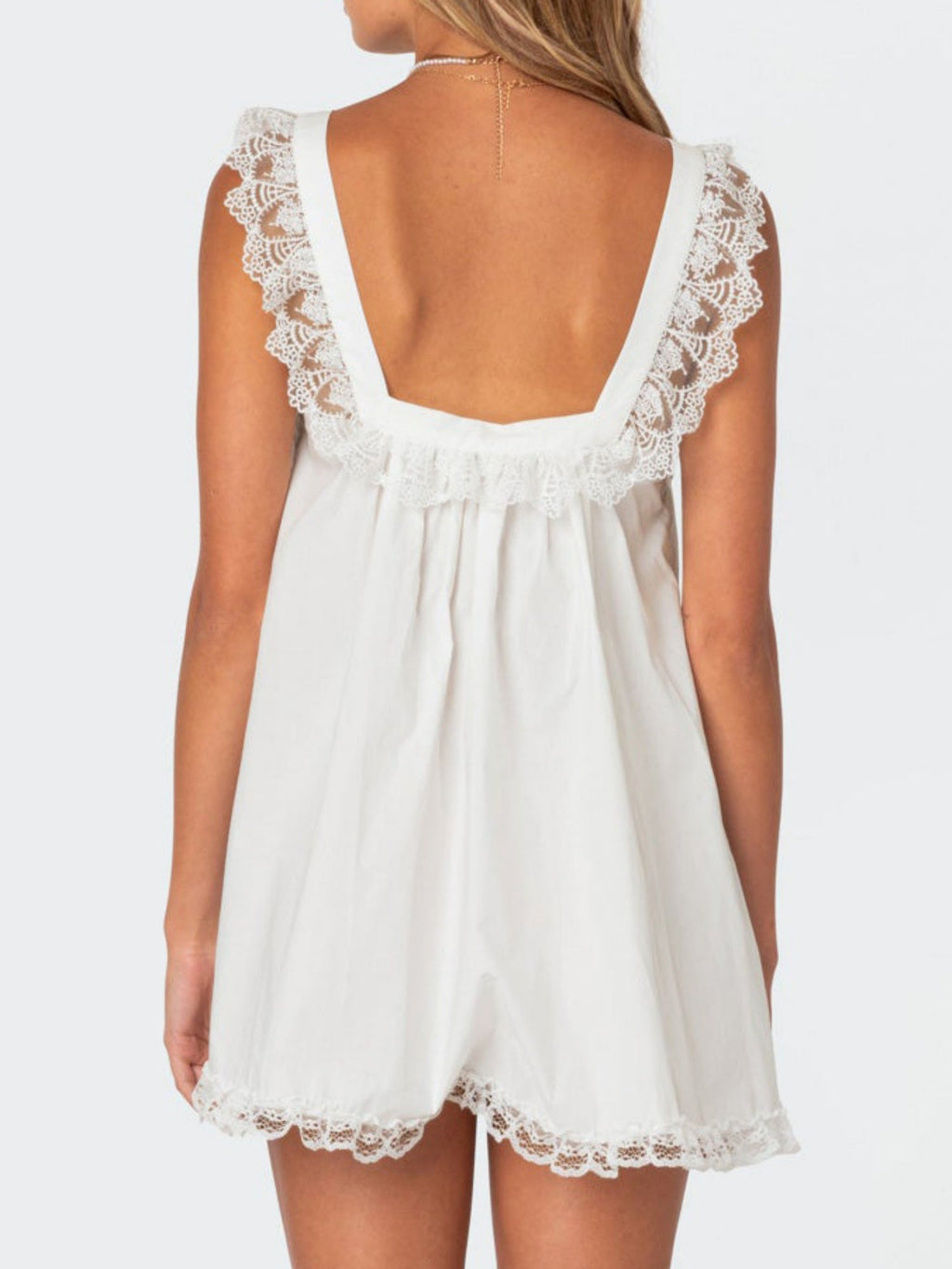 Bow Lace Trim Spaghetti Strap Backless Mini&Short Dresses