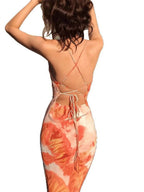 Printed Tie-dye Backless Bandage Maxi Dresses