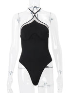 Cross-neck Backless Bodysuits