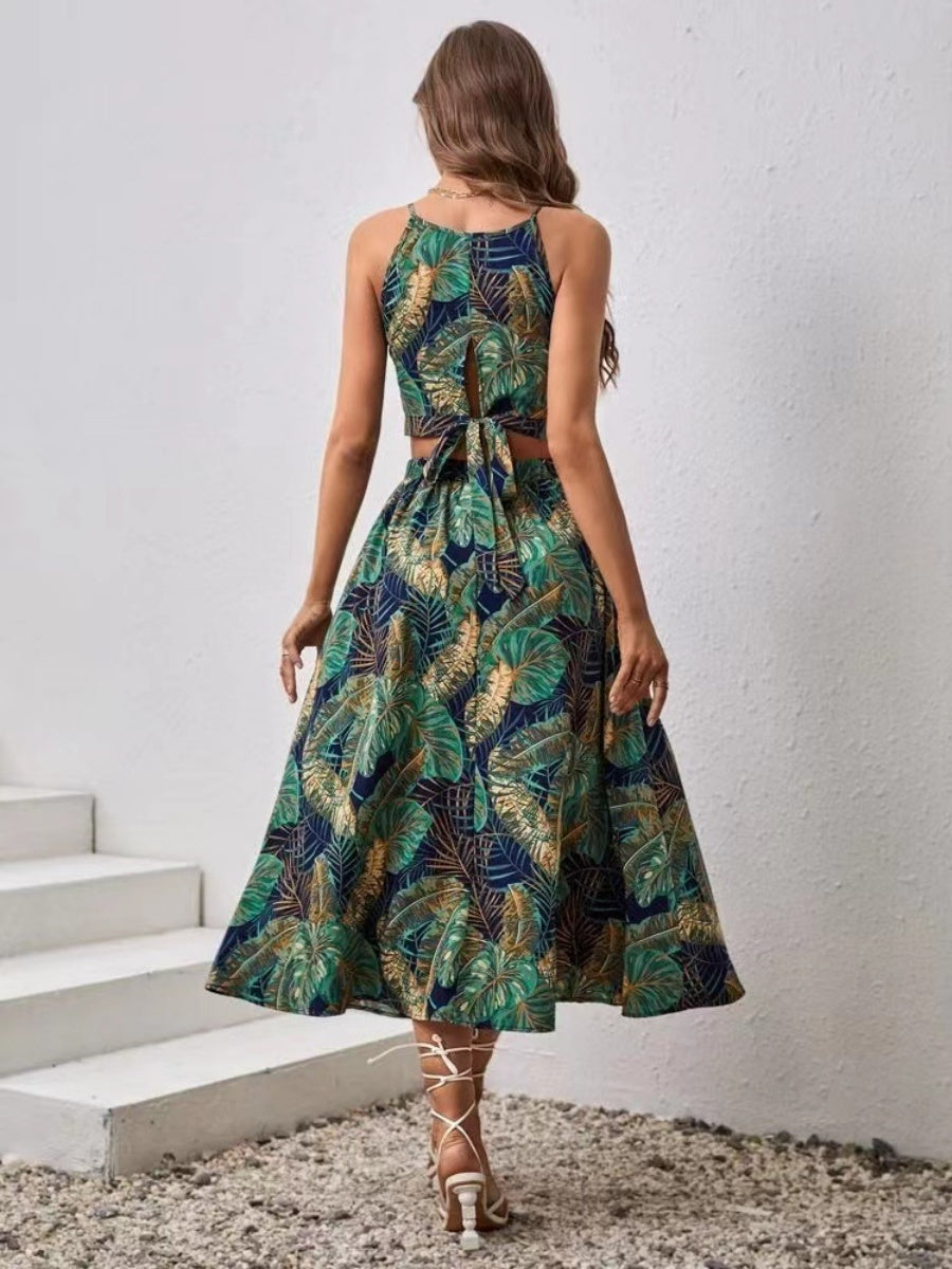 Camisoles Tube Top Bandage Jacket Loose-fit Printed Skirts Set 2-piece Sets