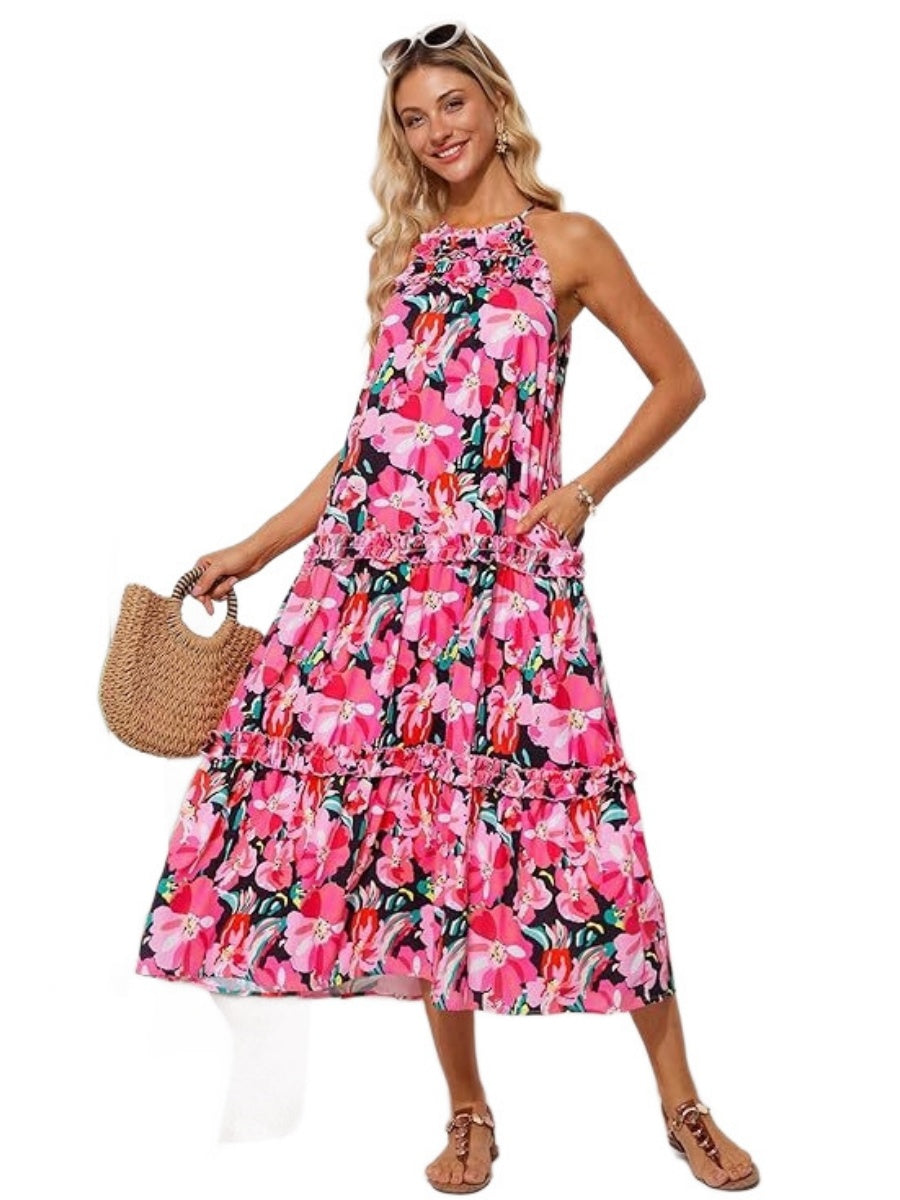 Ruffle Printed Maxi Dresses