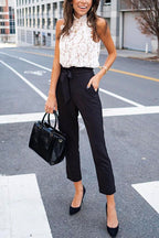 Mockneck Sleeveless Sweet Floral Lace Top