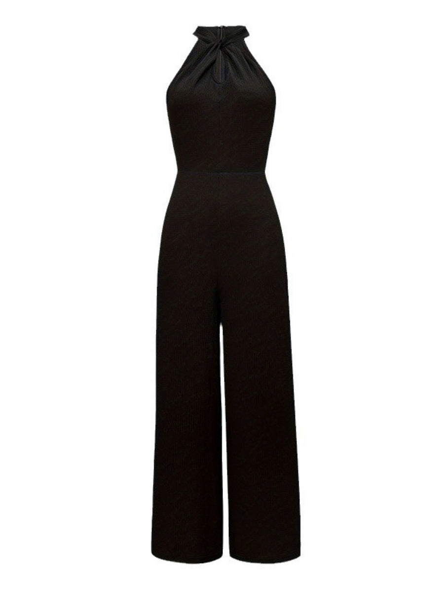 Halter Sleeveless Cross-cut Commuting Jumpsuits