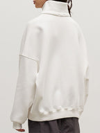 Solid Lapel Neck Half Zip Sweatshirt