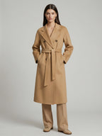 Wool Cashmere Blend Vintage A-line Coat With Classic Lapel And Belt For Women 2026