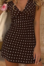Polka Dot Deep V-Neck Wide Strap Bodycon Mini Dress