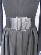 Half Zip Ribbed Knit Patchwork Belted Long Sleeve A-Line Maxi Dress For Women 2026
