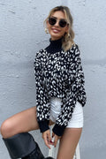 High Neck Jacquard Pullover Sweater