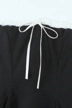 Black Contrast Bustier Lace-up Back Dress