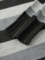 Stripe Button Decor Knit Sweater