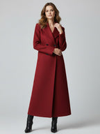 Maxi Double-breasted Woolen Coat in Sophisticated Straight Cut For Women 2026