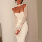 Gauze long-sleeved dress