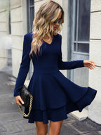 Mini Dresses Black Long Sleeves Short Dress In Burgundy