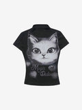 Cat Print Short Sleeve Tee