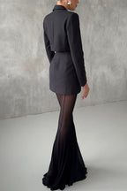 Deep Chic Mesh High Rise Elastic Waist Fishtail Stretch Pants
