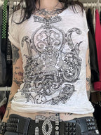 Gothic Rhinestone Print Short Sleeve Tee