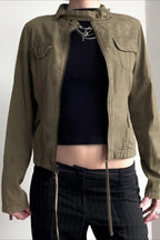 Vintage Drawstring Hem Street Jacket