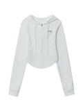 Solid Color Frayed Design Drawstring Long Sleeve Tee