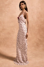 White Colorblock Lace Trim Cami Maxi Dress
