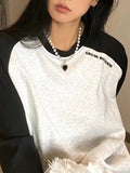 Contrast Color Raglan Print Embellished Sweatshirt