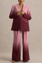 Enya Ombre Print Single Button Long Sleeve Lapel Loose Blazer