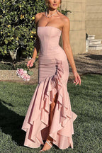 Lindsay Exclusive Off Shoulder Maxi Dress with a Slim Fit and Irregular Hem Elevated Occasion Wear