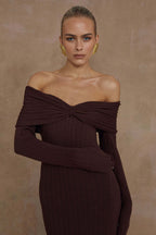 Elegant Off Shoulder Knit Sweater Dress