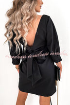 Cute Collab Bowknot Decor V-Back Cocktail Party Dress