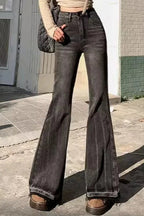 Slim Fit Elastic Bell Bottom Jeans
