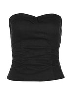 Solid Ruched Slim Bandeau Top