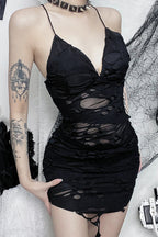 Distressed Strap Gothic Dress