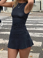 Vintage Polka Dot Print Mini Dress
