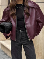 Large Lapel Leather Loose Jacket