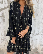 Gilded Lace Sleeve Hollow Bohemian Dress