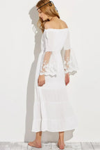 White Flare Sleeve Off Shoulder Dress