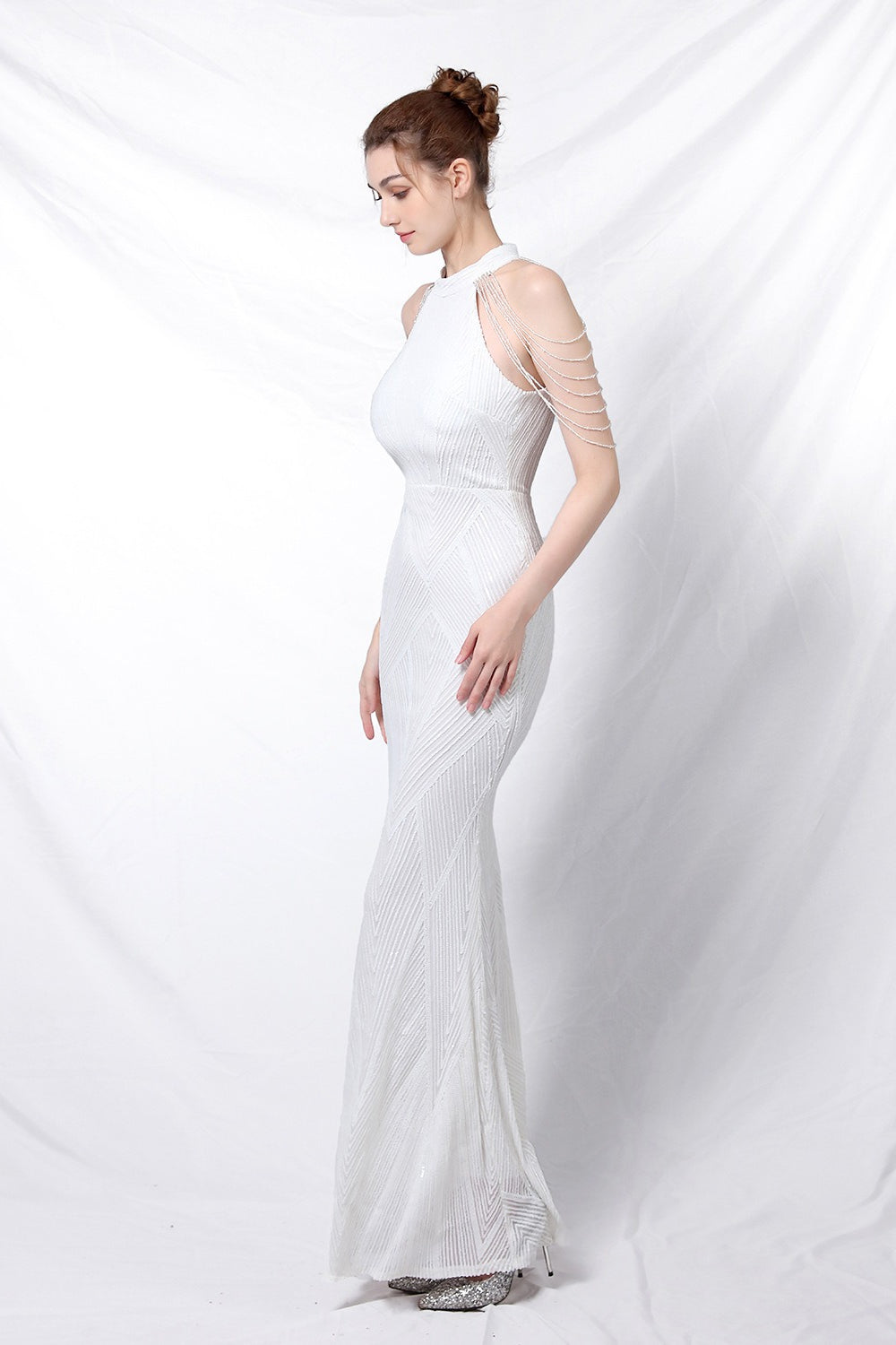 Sequin Halter Mermaid Maxi Dress
