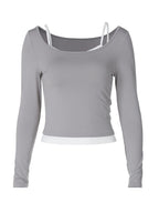 Colour Block Two Piece Long Sleeve Tee