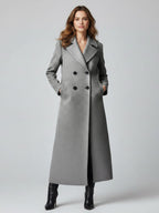 Maxi Double-breasted Woolen Coat in Sophisticated Straight Cut For Women 2026