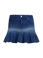 Vintage Pleated Ultra Short Denim Mini Skirt