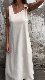 Irregular Square Neck Solid Color Dress