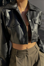 Zip-Up Faux Leather Coat