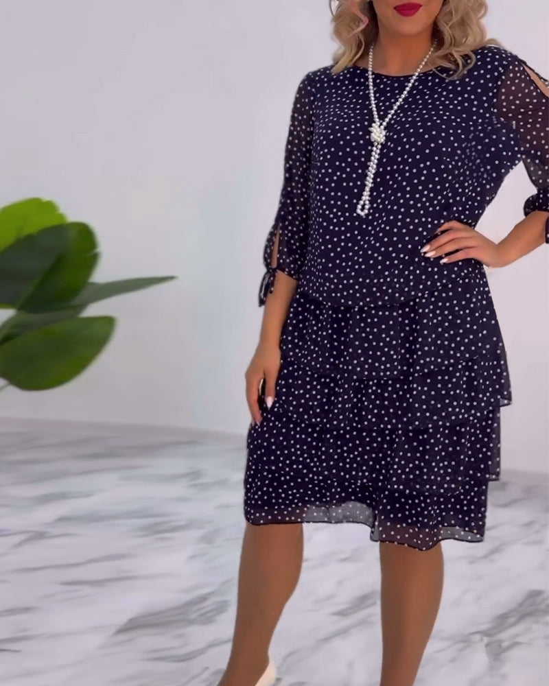 Adriela Premium Polka Dot Layered Dress Statement Occasion Edit
