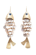 Fish-shaped Shell Tassel Ear Hooks